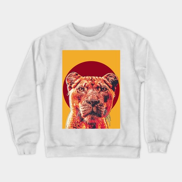 Angry Lionesses Retro Art Crewneck Sweatshirt by boholoc0